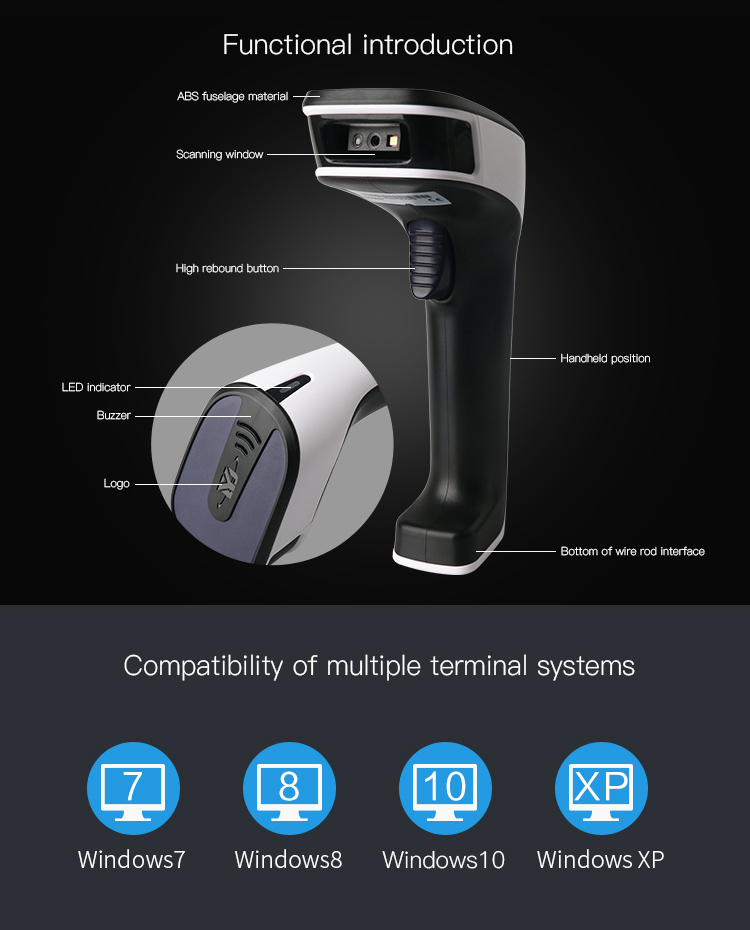 High Speed 2D Handheld Wireless Bluetooth Barcode Scanner factory